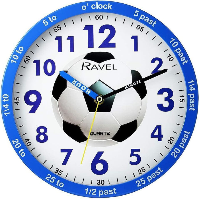 Childrens 25cm Football Wall Clock (Blue)