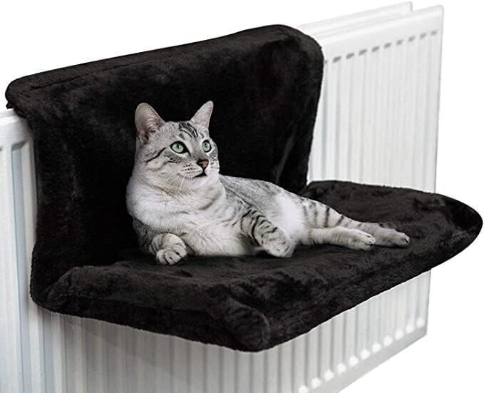 Faux Fur Cat Radiator Bed (Black)