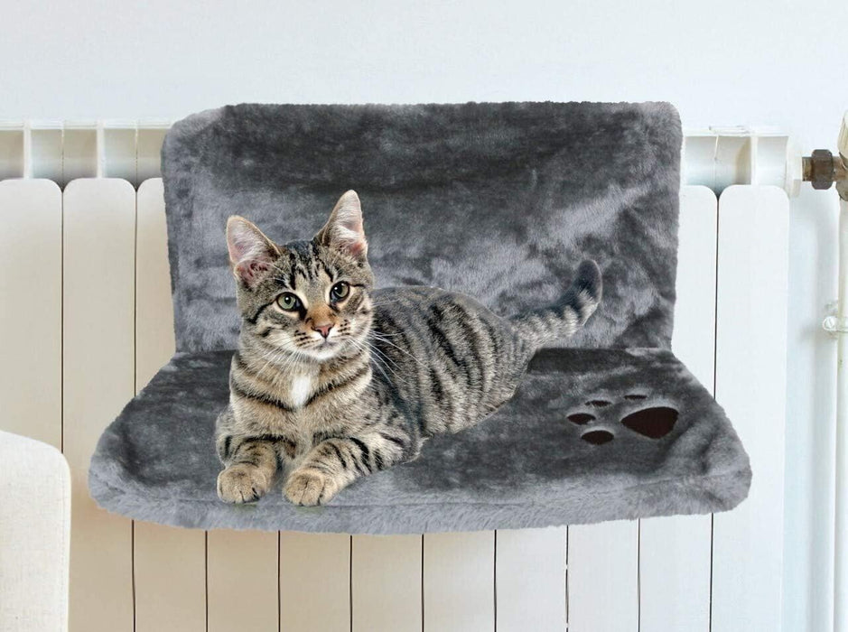 Faux Fur Cat Radiator Bed (Grey)