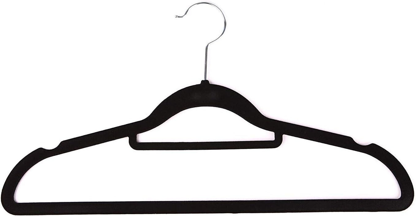 Velvet Flocked 10pk Clothes Hangers (Black)