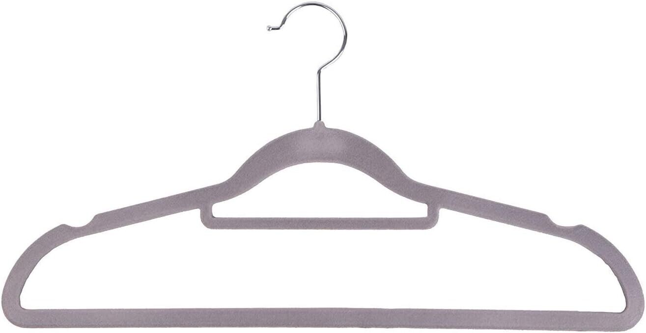 Velvet Flocked 10pk Clothes Hangers (Grey)