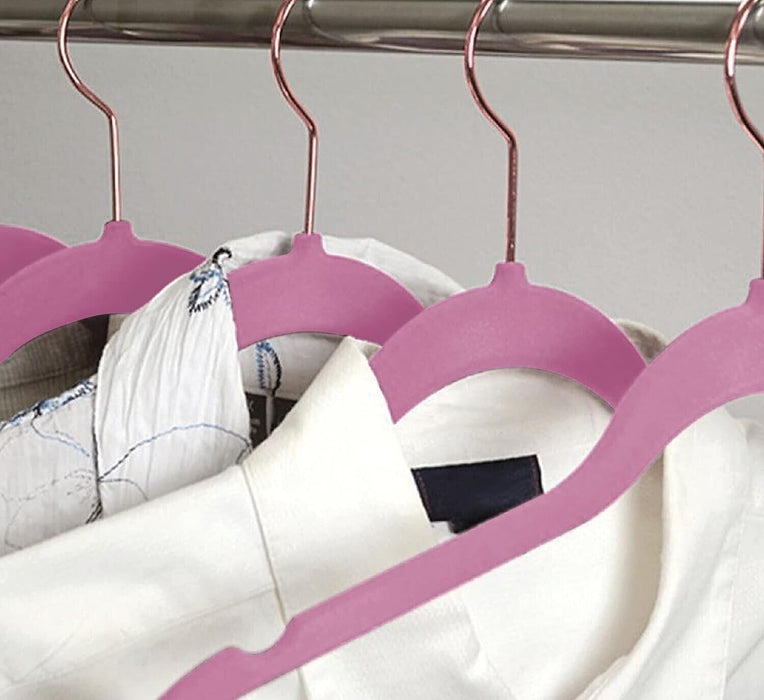 Velvet Flocked 10pk Clothes Hangers (Pink)