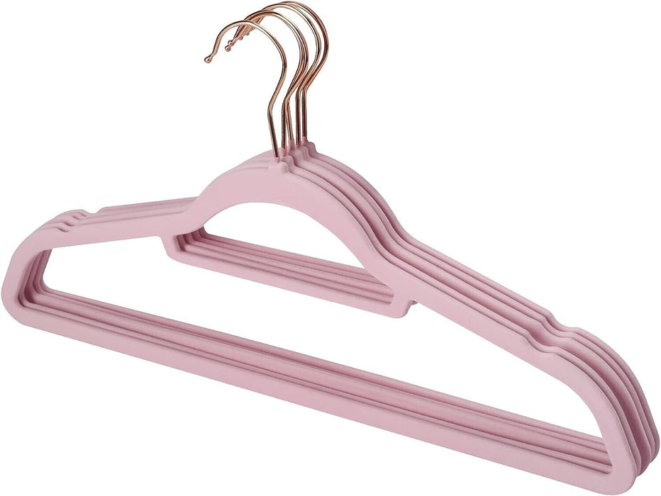 Velvet Flocked 10pk Clothes Hangers (Pink)
