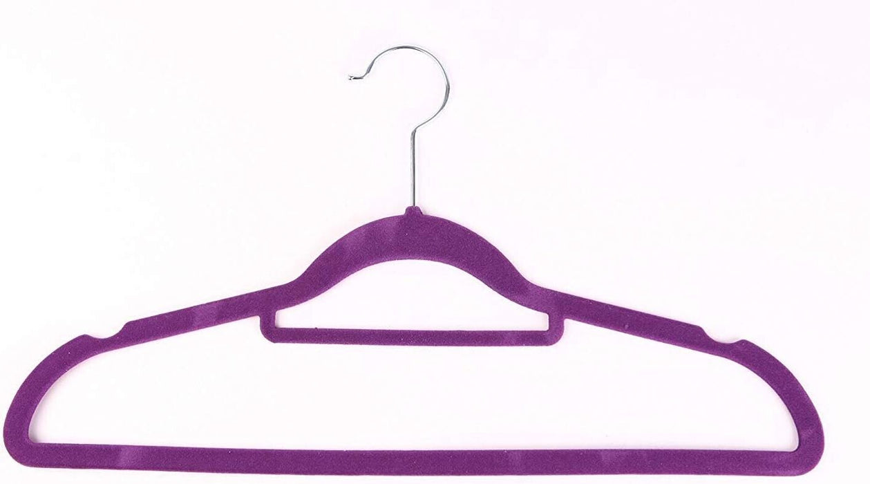 Velvet Flocked 10pk Clothes Hangers (Purple)
